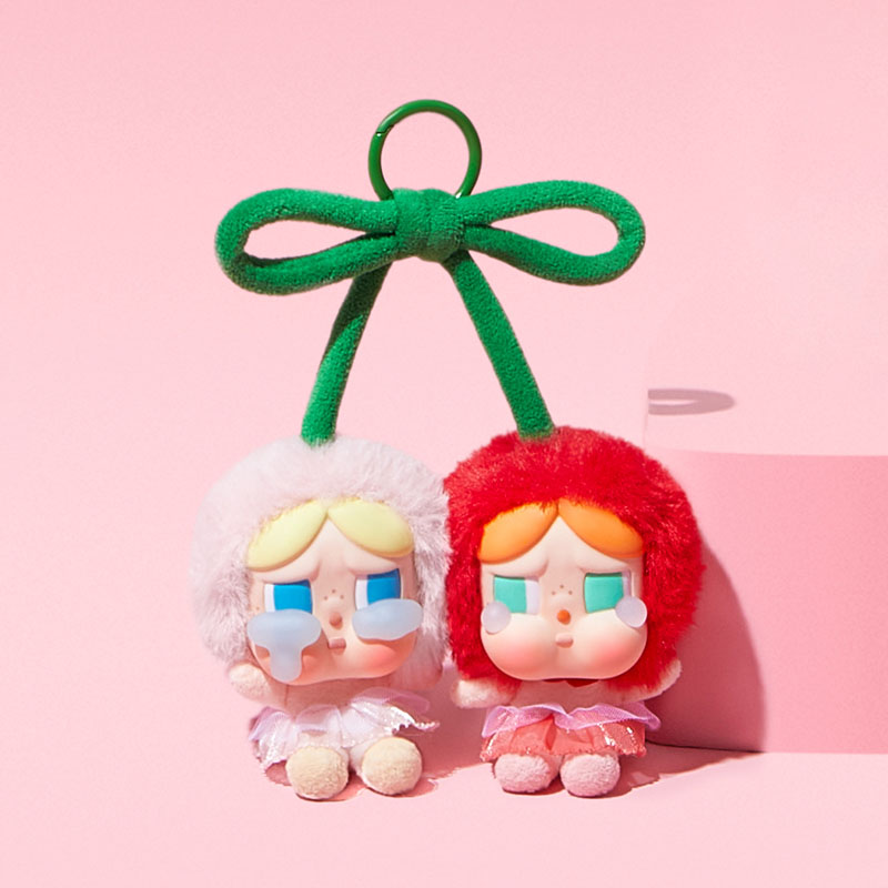 Authentic Popmart CRYBABY Crying Love Series Vinyl Plush Keychain Toy Hanging Card 'Love You Cherry Much' for Couples