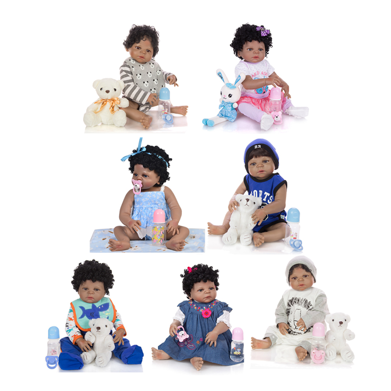 New 56cm Soft Vinyl Silicone Realistic Reborn Black Baby African American Dolls for Kids African Black Doll Toys Model